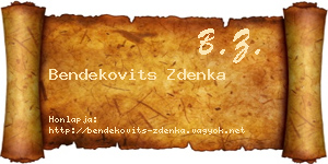 Bendekovits Zdenka névjegykártya